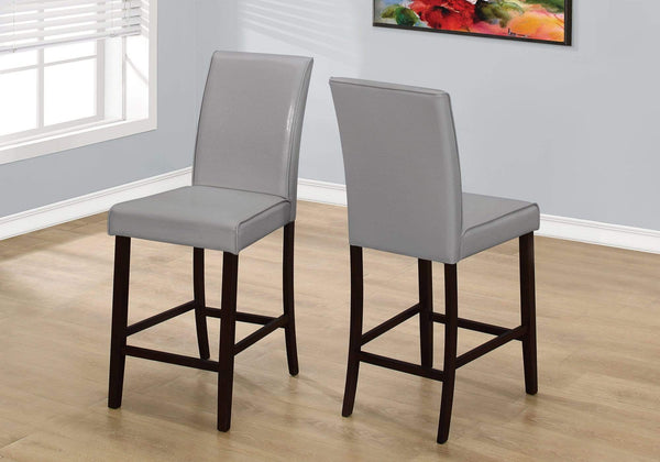Chairs Modern Dining Chairs - Two 40" Grey Leather Look, Solid Wood, and MDF Counter Height Dining Chairs HomeRoots