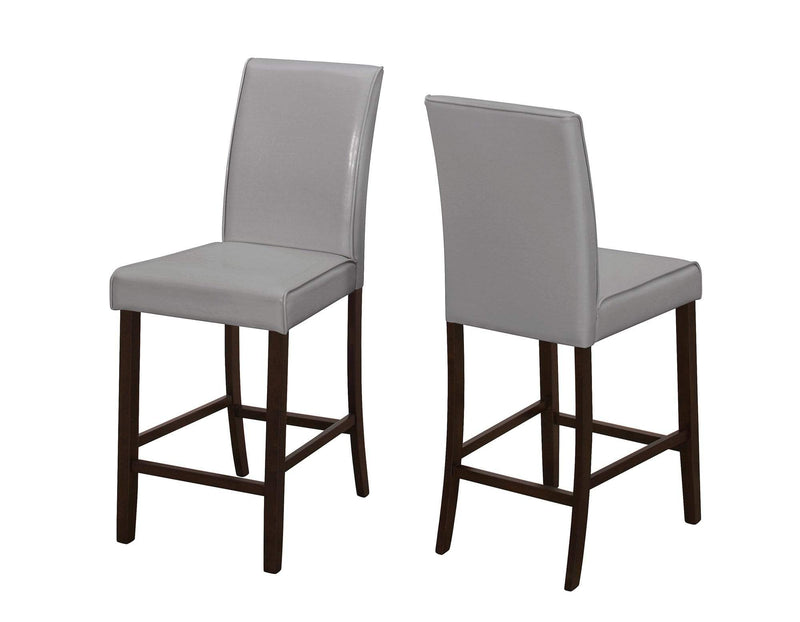 Chairs Modern Dining Chairs - Two 40" Grey Leather Look, Solid Wood, and MDF Counter Height Dining Chairs HomeRoots