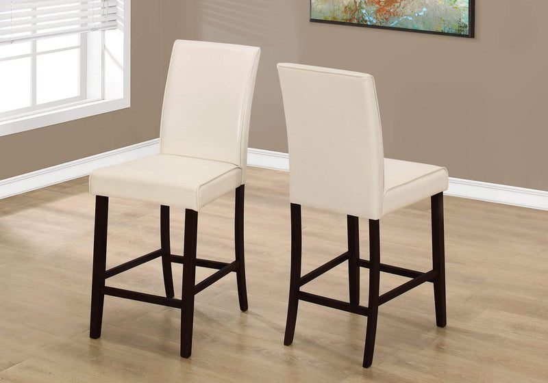 Chairs Modern Dining Chairs - Two 40" Ivory Leather Look, Solid Wood, and MDF Counter Height Dining Chairs HomeRoots