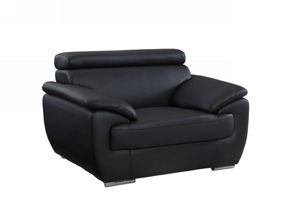 Chairs Modern Leather Chair - 32-38" Captivating Black Leather Chair HomeRoots
