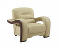 Chairs Modern Leather Chair - 33" Glamorous Beige Leather Chair HomeRoots