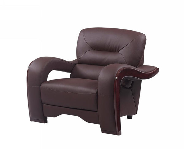 Chairs Modern Leather Chair - 33" Glamorous Brown Leather Chair HomeRoots