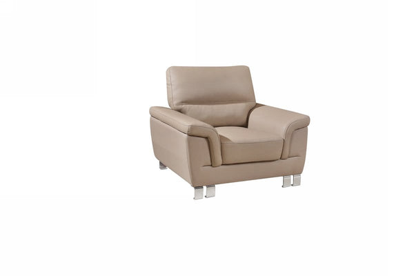 Chairs Modern Leather Chair - 37" Modern Beige Leather Chair HomeRoots
