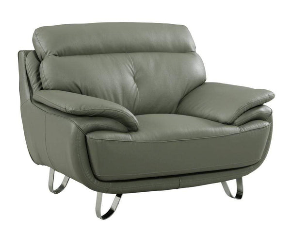 Chairs Modern Leather Chair - 44" Fascinating Grey Leather Chair HomeRoots