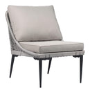 Chairs Modern Lounge Chair - 25.2" x 30.7" x 31.5" Black & Dark Gray, Sunproof Fabric, Steel & Rope, Lounge Chair HomeRoots