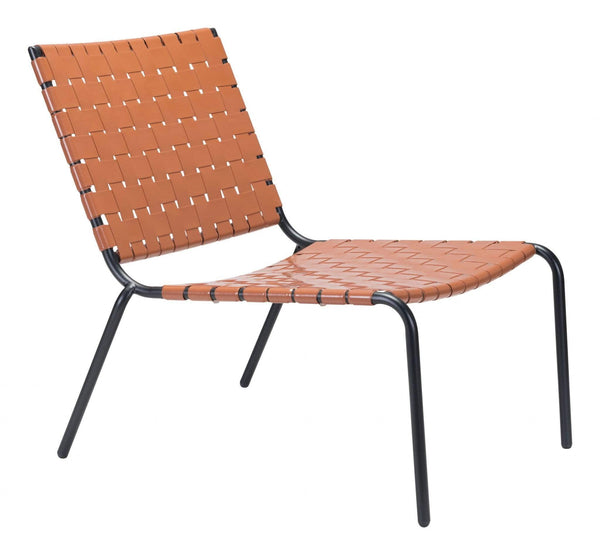 Chairs Modern Lounge Chair - 26.4" x 35.8" x 31.5" Tan, PVC, Steel, Lounge Chair HomeRoots