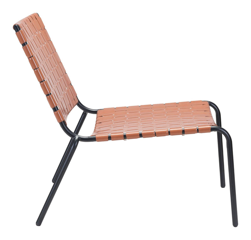 Chairs Modern Lounge Chair - 26.4" x 35.8" x 31.5" Tan, PVC, Steel, Lounge Chair HomeRoots