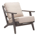 Chairs Modern Lounge Chair - 28.9" x 37.4" x 31.9" Beige & Dark Brown, Poly Blend, Rubber Wood, Lounge Chair HomeRoots