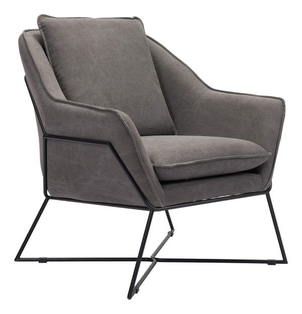 Chairs Modern Lounge Chair - 29.9" x 31.9" x 35" Gray, Canvas, Painted Steel, Lounge Chair HomeRoots