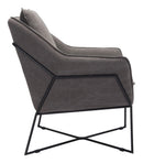 Chairs Modern Lounge Chair - 29.9" x 31.9" x 35" Gray, Canvas, Painted Steel, Lounge Chair HomeRoots