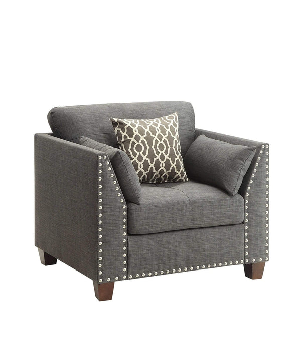 Chairs Modern Lounge Chair - 34" X 31" X 35" Light Charcoal Linen Chair HomeRoots