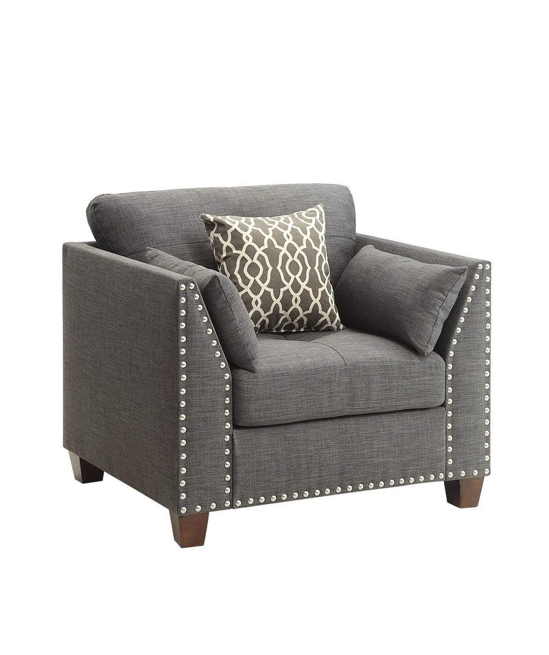 Chairs Modern Lounge Chair - 34" X 31" X 35" Light Charcoal Linen Chair HomeRoots