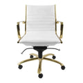 Chairs Modern Office Chair - 26.38" X 25.40" X 37.80" Low Back Office Chair in White with Brushed Gold Base HomeRoots