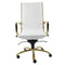 Chairs Modern Office Chair - 26.38" X 25.60" X 44.49" High Back Office Chair in White with Brushed Gold Base HomeRoots