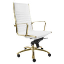 Chairs Modern Office Chair - 26.38" X 25.60" X 44.49" High Back Office Chair in White with Brushed Gold Base HomeRoots