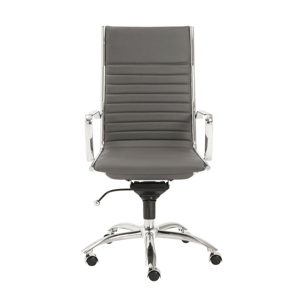 Chairs Modern Office Chair - 26.38" X 25.60" X 45.08" High Back Office Chair in Gray with Chromed Steel Base HomeRoots