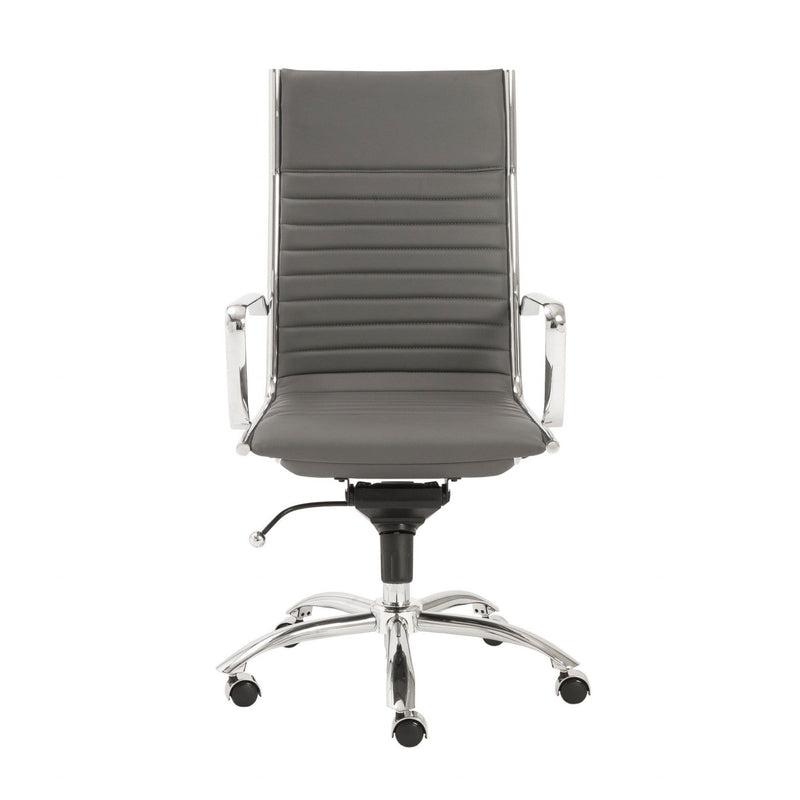 Chairs Modern Office Chair - 26.38" X 25.60" X 45.08" High Back Office Chair in Gray with Chromed Steel Base HomeRoots
