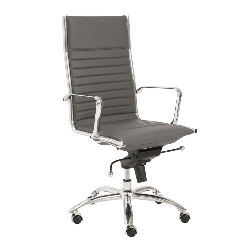 Chairs Modern Office Chair - 26.38" X 25.60" X 45.08" High Back Office Chair in Gray with Chromed Steel Base HomeRoots