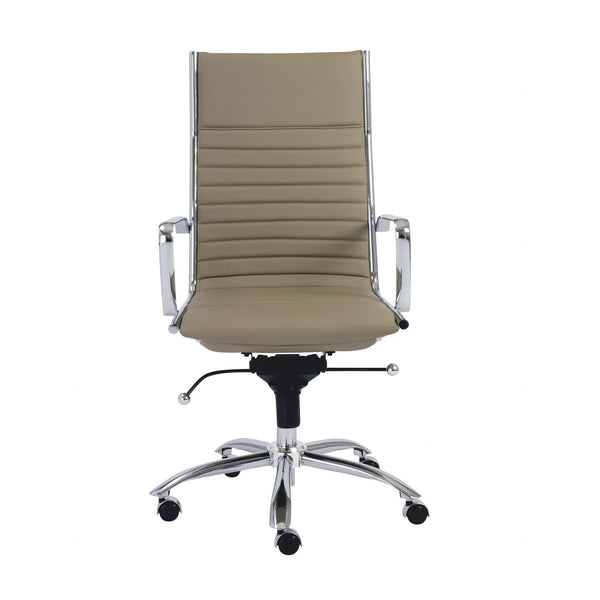 Chairs Modern Office Chair - 26.38" X 25.60" X 45.08" High Back Office Chair in Taupe with Chromed Steel Base HomeRoots