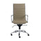 Chairs Modern Office Chair - 26.38" X 25.60" X 45.08" High Back Office Chair in Taupe with Chromed Steel Base HomeRoots
