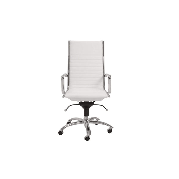 Chairs Modern Office Chair - 26.38" X 25.60" X 45.08" High Back Office Chair in White with Chromed Steel Base HomeRoots
