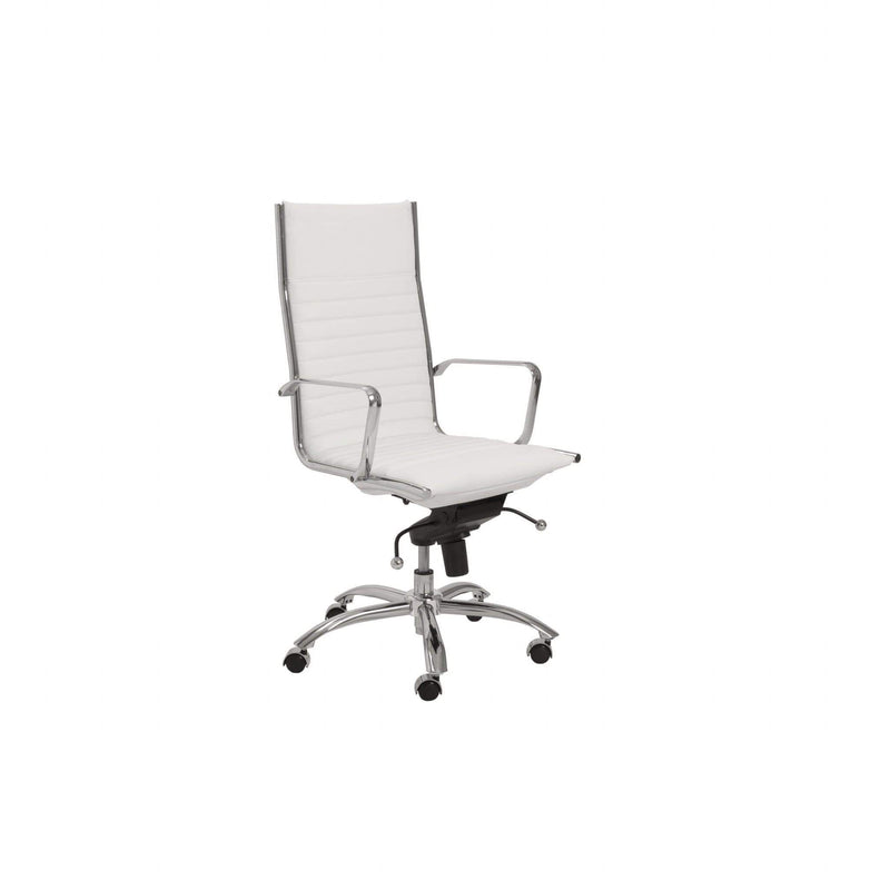 Chairs Modern Office Chair - 26.38" X 25.60" X 45.08" High Back Office Chair in White with Chromed Steel Base HomeRoots