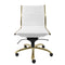 Chairs Modern Office Chair - 26.38" X 25.99" X 38.19" Armless Low Back Office Chair in White with Brushed Gold Base HomeRoots