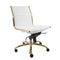 Chairs Modern Office Chair - 26.38" X 25.99" X 38.19" Armless Low Back Office Chair in White with Brushed Gold Base HomeRoots
