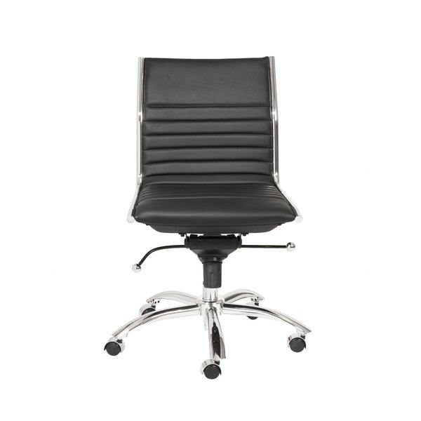 Chairs Modern Office Chair - 26.38" X 25.99" X 38.19" Low Back Office Chair without Armrests in Black with Chromed Steel Base HomeRoots