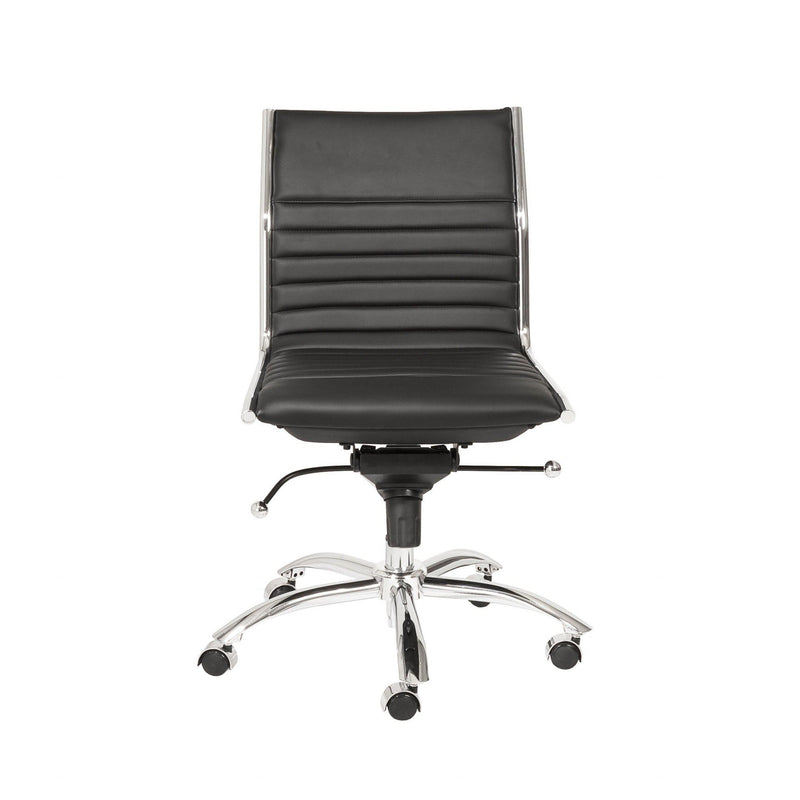 Chairs Modern Office Chair - 26.38" X 25.99" X 38.19" Low Back Office Chair without Armrests in Black with Chromed Steel Base HomeRoots