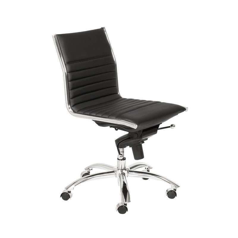 Chairs Modern Office Chair - 26.38" X 25.99" X 38.19" Low Back Office Chair without Armrests in Black with Chromed Steel Base HomeRoots