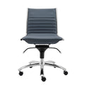 Chairs Modern Office Chair - 26.38" X 25.99" X 38.19" Low Back Office Chair without Armrests in Blue with Chromed Steel Base HomeRoots