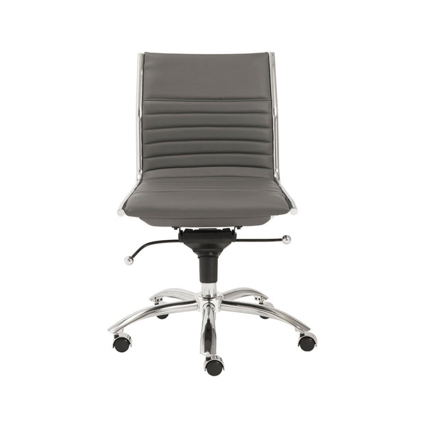 Chairs Modern Office Chair - 26.38" X 25.99" X 38.19" Low Back Office Chair without Armrests in Gray with Chromed Steel Base HomeRoots