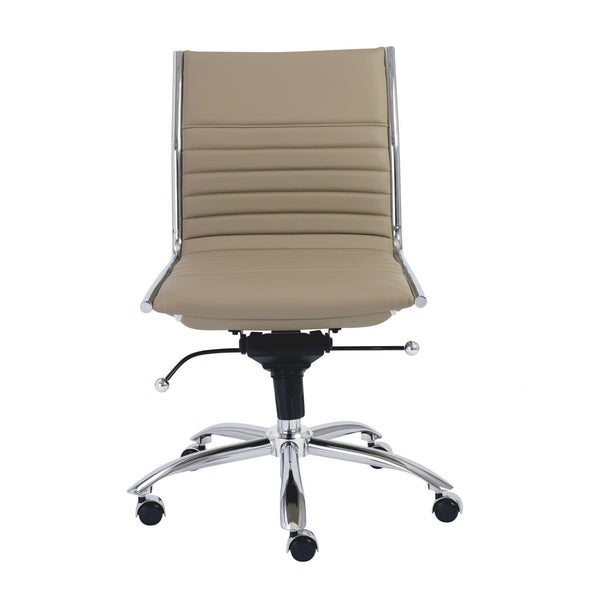 Chairs Modern Office Chair - 26.38" X 25.99" X 38.19" Low Back Office Chair without Armrests in Taupe with Chromed Steel Base HomeRoots