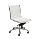 Chairs Modern Office Chair - 26.38" X 25.99" X 38.19" Low Back Office Chair without Armrests in White with Chromed Steel Base HomeRoots