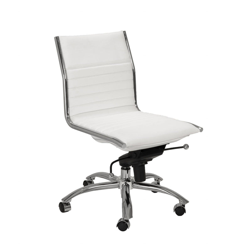 Chairs Modern Office Chair - 26.38" X 25.99" X 38.19" Low Back Office Chair without Armrests in White with Chromed Steel Base HomeRoots