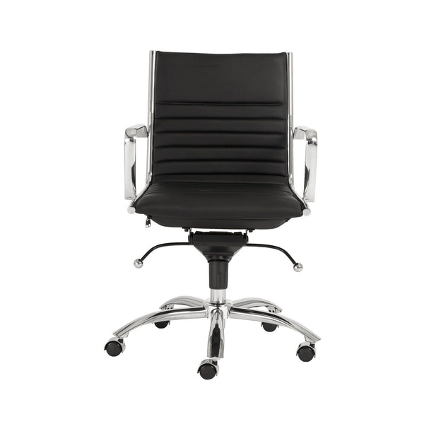 Chairs Modern Office Chair - 27.01" X 25.04" X 38" Low Back Office Chair in Black with Chromed Steel Base HomeRoots