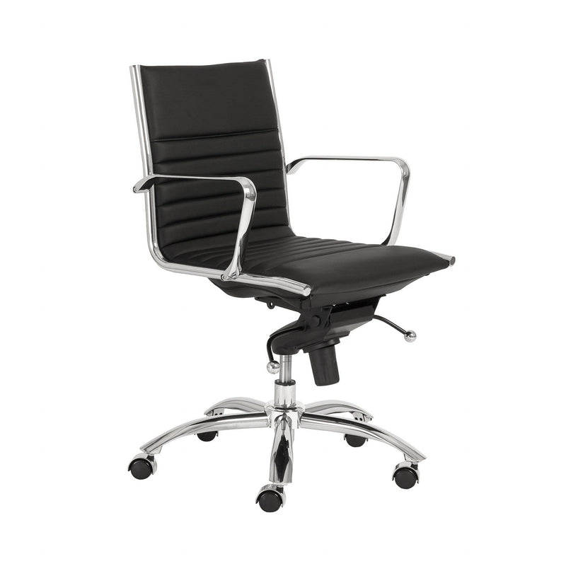 Chairs Modern Office Chair - 27.01" X 25.04" X 38" Low Back Office Chair in Black with Chromed Steel Base HomeRoots