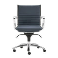 Chairs Modern Office Chair - 27.01" X 25.04" X 38" Low Back Office Chair in Blue with Chromed Steel Base HomeRoots