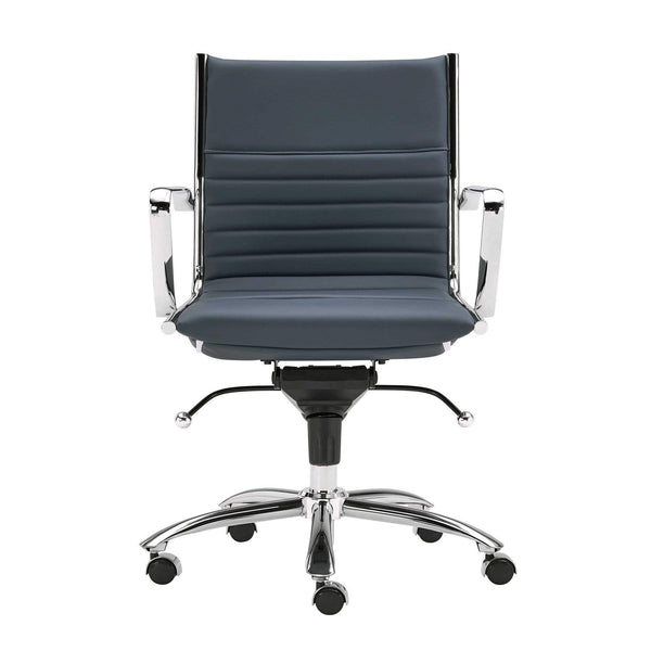 Chairs Modern Office Chair - 27.01" X 25.04" X 38" Low Back Office Chair in Blue with Chromed Steel Base HomeRoots