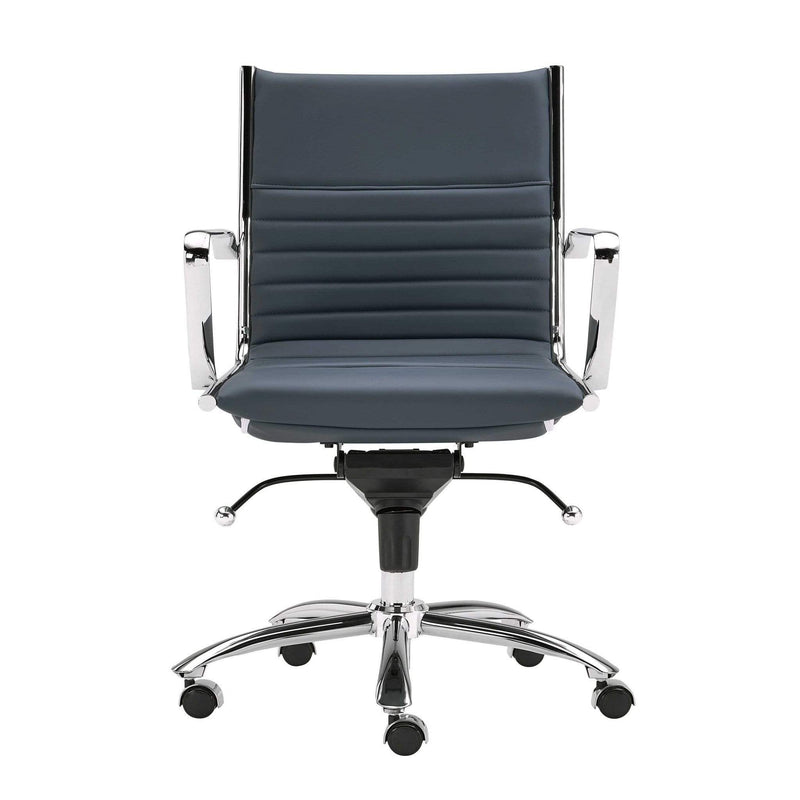 Chairs Modern Office Chair - 27.01" X 25.04" X 38" Low Back Office Chair in Blue with Chromed Steel Base HomeRoots