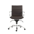 Chairs Modern Office Chair - 27.01" X 25.04" X 38" Low Back Office Chair in Brown with Chromed Steel Base HomeRoots