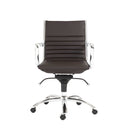 Chairs Modern Office Chair - 27.01" X 25.04" X 38" Low Back Office Chair in Brown with Chromed Steel Base HomeRoots