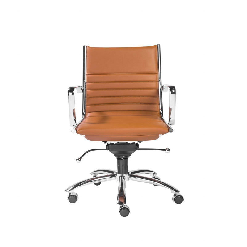 Chairs Modern Office Chair - 27.01" X 25.04" X 38" Low Back Office Chair in Cognac with Chrome Base HomeRoots