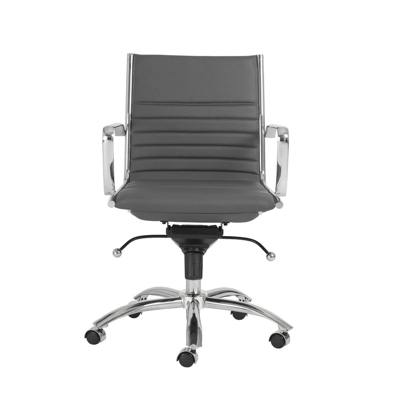 Chairs Modern Office Chair - 27.01" X 25.04" X 38" Low Back Office Chair in Gray with Chromed Steel Base HomeRoots