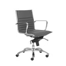 Chairs Modern Office Chair - 27.01" X 25.04" X 38" Low Back Office Chair in Gray with Chromed Steel Base HomeRoots
