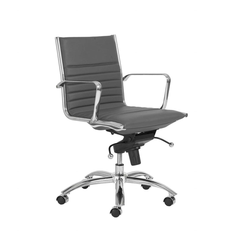 Chairs Modern Office Chair - 27.01" X 25.04" X 38" Low Back Office Chair in Gray with Chromed Steel Base HomeRoots