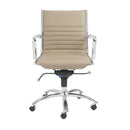 Chairs Modern Office Chair - 27.01" X 25.04" X 38" Low Back Office Chair in Taupe with Chromed Steel Base HomeRoots
