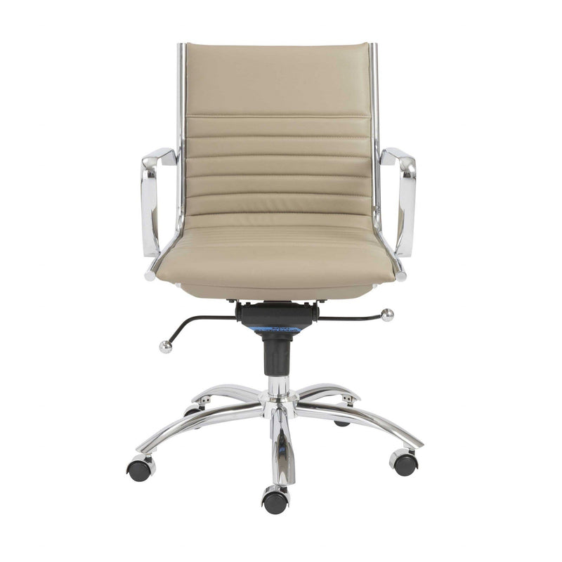 Chairs Modern Office Chair - 27.01" X 25.04" X 38" Low Back Office Chair in Taupe with Chromed Steel Base HomeRoots