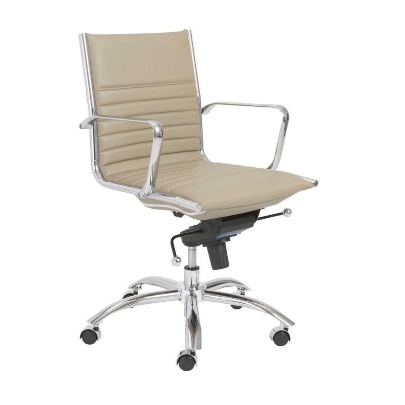 Chairs Modern Office Chair - 27.01" X 25.04" X 38" Low Back Office Chair in Taupe with Chromed Steel Base HomeRoots